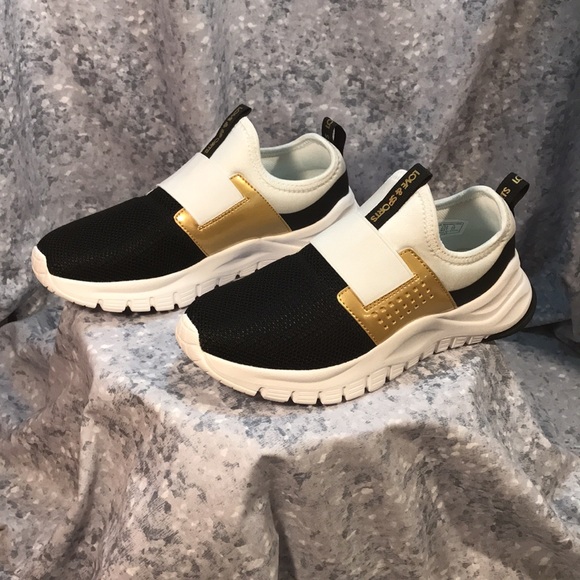 Women’s Size 7 Love & Sports White/Black/Gold Slip on Athletic Shoes Brand New! - Picture 5 of 9